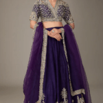 Purple Raw Silk Tree-Motif Embroidered Lehenga Set