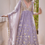 Martini Lilac Mirror Embroidered Anarkali Set