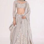 Silver Tissue Zari & Mirror Embellished Lehenga Set