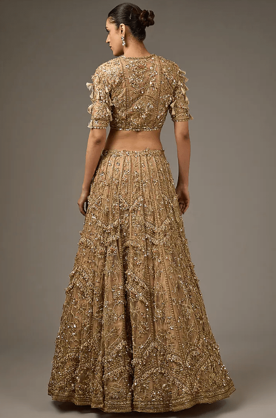 Gold Net Embroidered Lehenga Set - Image 2