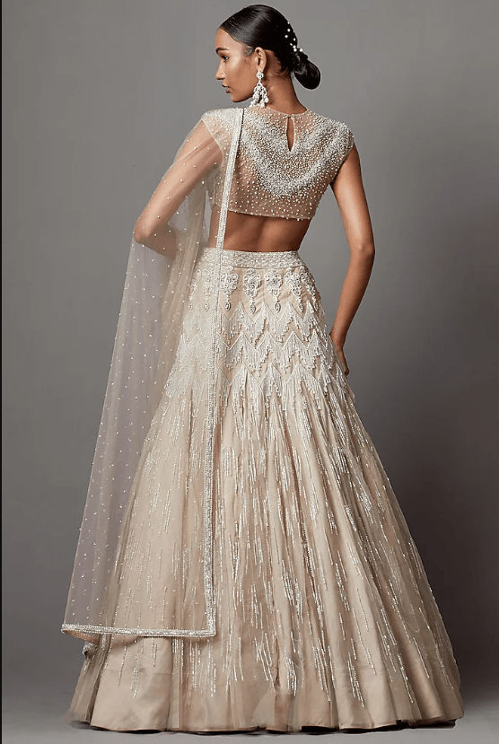 Greige Net Handwork Lehenga Set - Image 2