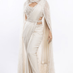 Ivory Foil Georgette Saree Set