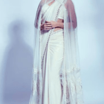 White Foil Handwork Saree Set