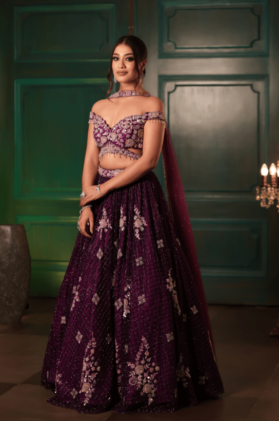 Purple Jaal Lehenga