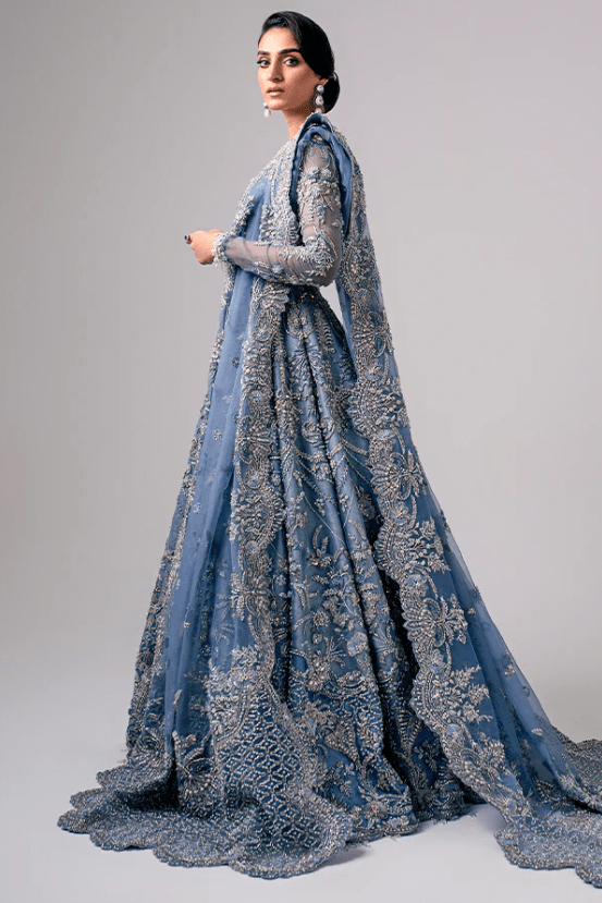 Pakistani Wedding Dress In Bridal Blue Lehenga Style  Lady Selection Inc