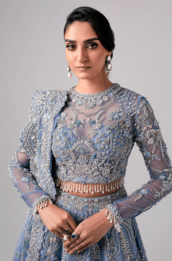 Pakistani Wedding Dress In Bridal Blue Lehenga Style  Lady Selection Inc