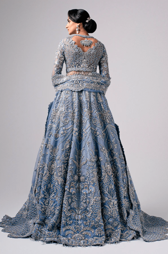 blue bridal dress pakistani Pakistani Wedding Dress In Bridal Blue Lehenga Style – Lady Selection Inc
