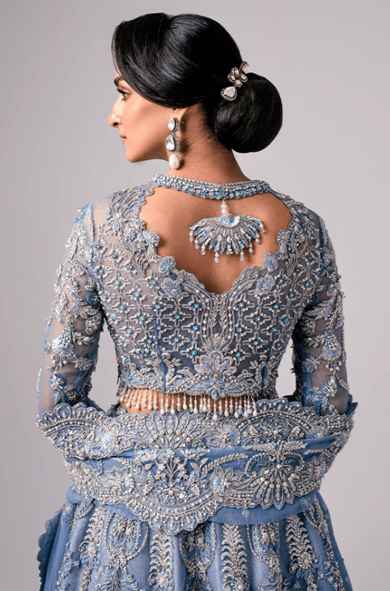 Pakistani Wedding Dress In Bridal Blue Lehenga Style  Lady Selection Inc