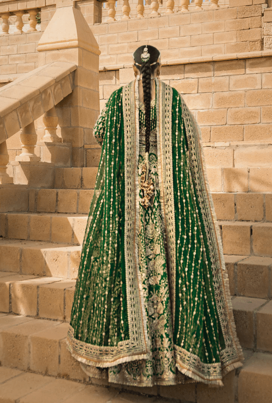 Pakistani Bridal Outfit In Green Lehenga Choli Style  Lady Selection Inc