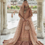 Pink Golden Lehenga With Pink Dupatta For Pakistani Bridal
