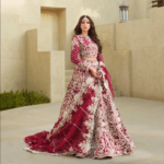 Raw Silk Pakistani Bridal Dress In Lehenga Choli Style