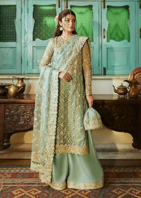 Kameez Trouser Style Sea Green Pakistani Wedding Dress – Lady Selection Inc