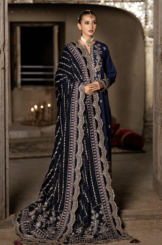 navy blue color pakistani dresses Classy Navy Blue Color Georgette Unstitched Pakistani Palazzo Suit –  fashionnaari main image 0