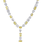 White Finish Yellow & White Swarovski Necklace In Sterling Silver