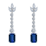 White Finish Synthetic Stones & Swarovski Earrings In Sterling Silver