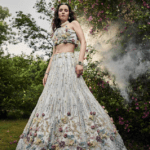Powder Blue 3d Flower Embellished Lehenga Set