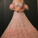 Pink Net Sequins & Cutdana Embroidered Lehenga Set