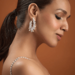 White Finish Zircon Dangler Earrings In Sterling Silver