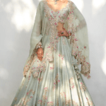 Sage Green Raw Silk Tassels Embroidered Lehenga Set