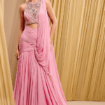 Pink Silk Chiffon Concept Saree Set