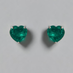 White Finish Green Swarovski Zirconia Stud Earrings In Sterling Silver