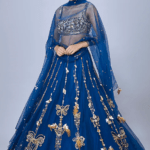 Sapphire Blue Net Embroidered Lehenga