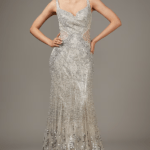 Silver Tulle Glass Bead Embroidered Gown