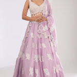 Powder Lilac Organza Pearl Embroidered Lehenga Set