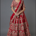 Red Embroidered Jodhabai Lehenga Set