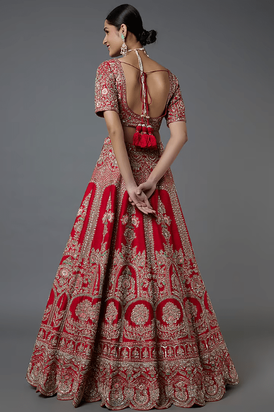 Red Embroidered Jodhabai Lehenga Set - Image 2