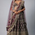Purple Raw Silk Zardosi Hand & Machine Embroidered Lehenga Set