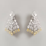 White Finish Swarovski Zirconia Chandelier Earrings In Sterling Silver