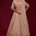 Pink Net Sequins Embroidered Lehenga Set