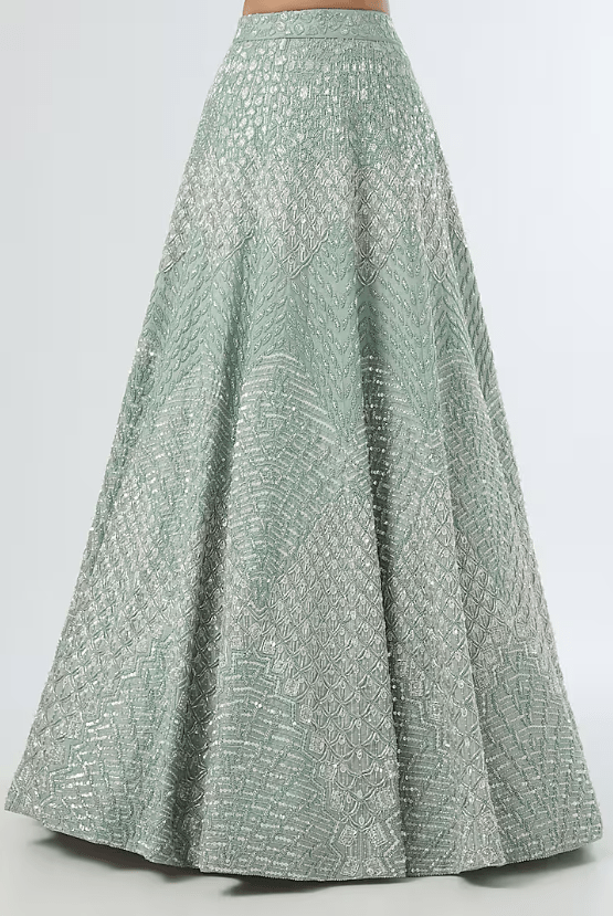 Powder Blue Embroidered Lehenga Set - Image 3