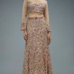 Pink Net Sequins Embroidered Lehenga Set