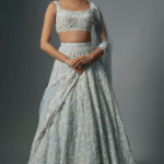 Blue Net Cutdana Embroidered Lehenga Set
