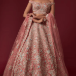 Pink Velvet Hand Embroidered Lehenga Set