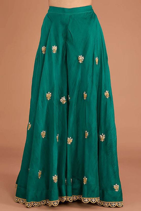 Emerald Green Kora Silk Sharara Set - Image 3