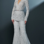 Blue & Grey Double Georgette Crystal Embroidered Sharara Set