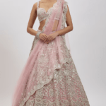 Pink Net Mirror Work Lehenga Set