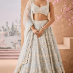 Sky Blue Silk Organza Sequins Embroidered Lehenga Set