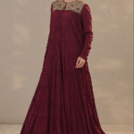 Plum Mulmul Hand & Machine Embroidered Dress
