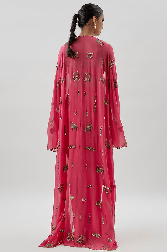 Pink Georgette Embellished Cape Set - Image 2
