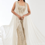 Ivory Georgette Zari & Mirror Embroidered Palazzo Pant Set