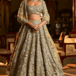 Sage Green Net Cut-Work Embroidered Lehenga Set