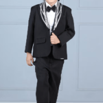 Black Imported Crepe Tuxedo Set For Boys