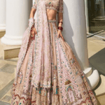 Onion Pink & Golden Tissue Pearl Embroidered Lehenga Set