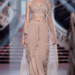 Beige Georgette Floral Embroidered Dhoti Skirt Set