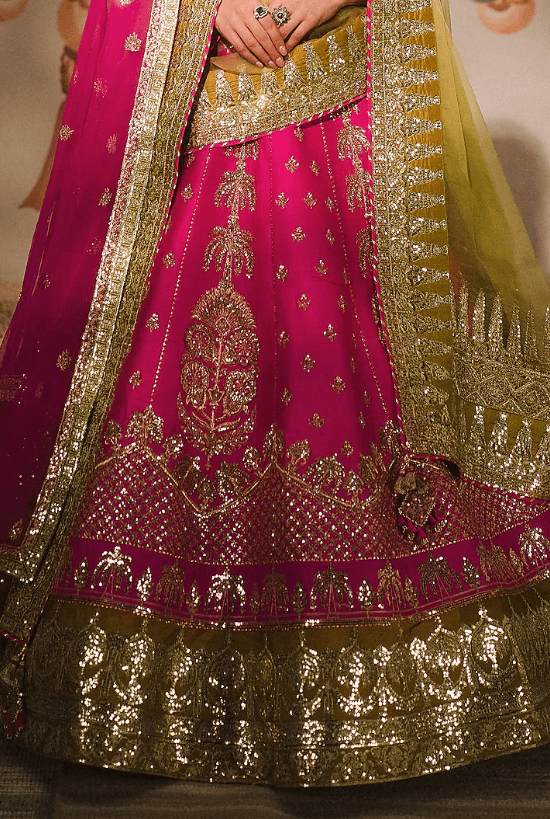 Rani Pink Raw Silk Cutdana Embroidered Lehenga Set - Image 3
