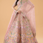 Pink Organza Cutdana Embroidered Lehenga Set